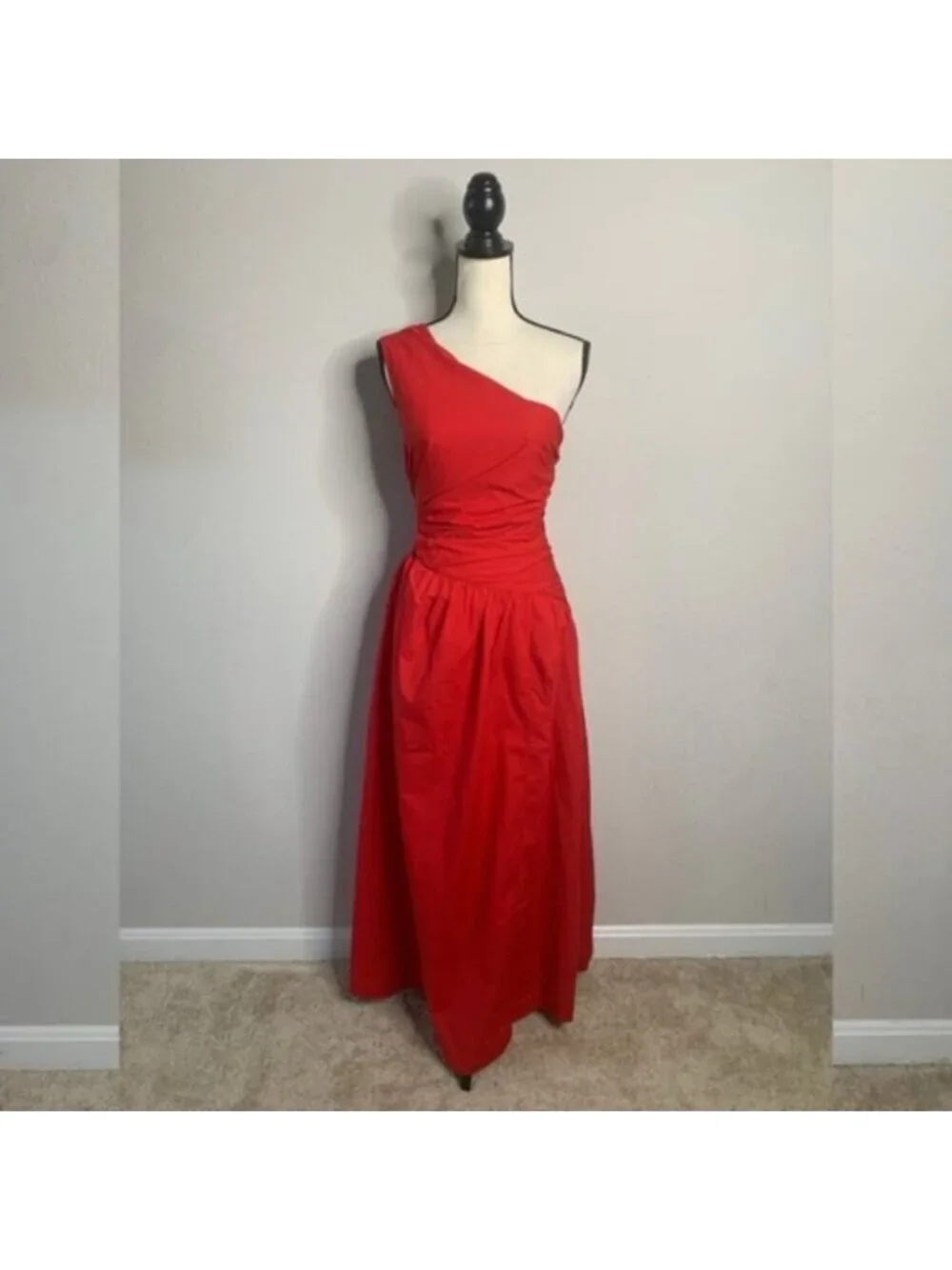 NWT Abercrombie & Fitch Red One-Shoulder Cutout Maxi Dress